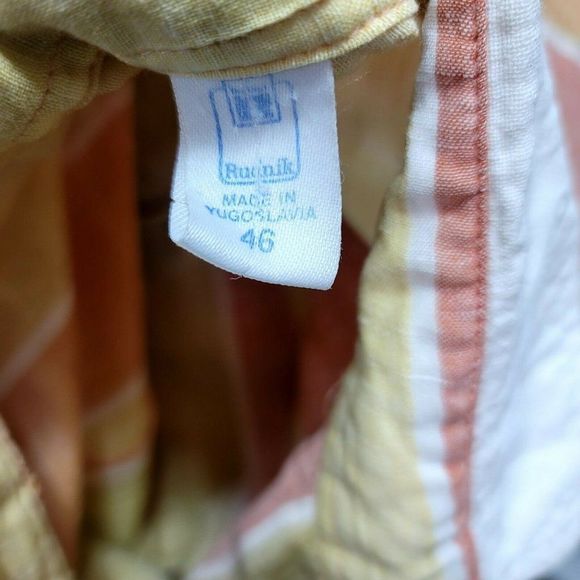 Vintage 80s Rudnik Lightweight Sheer Cotton Orange Striped Shirt Shift Dress - Picture 7 of 7